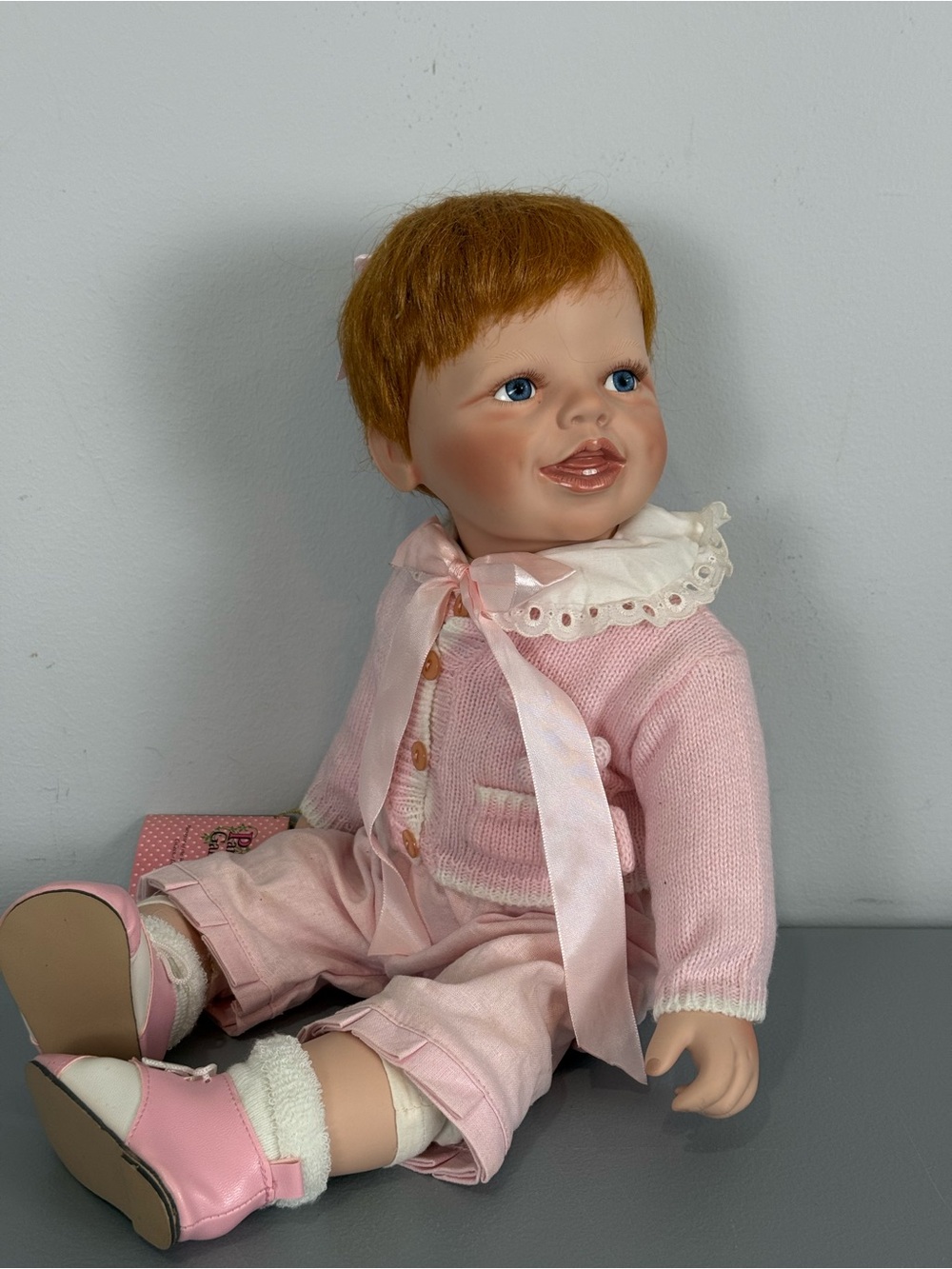Paradise Galleries Collector Girl Doll Red  Hair Blue Eyes Pink Outfit 20”